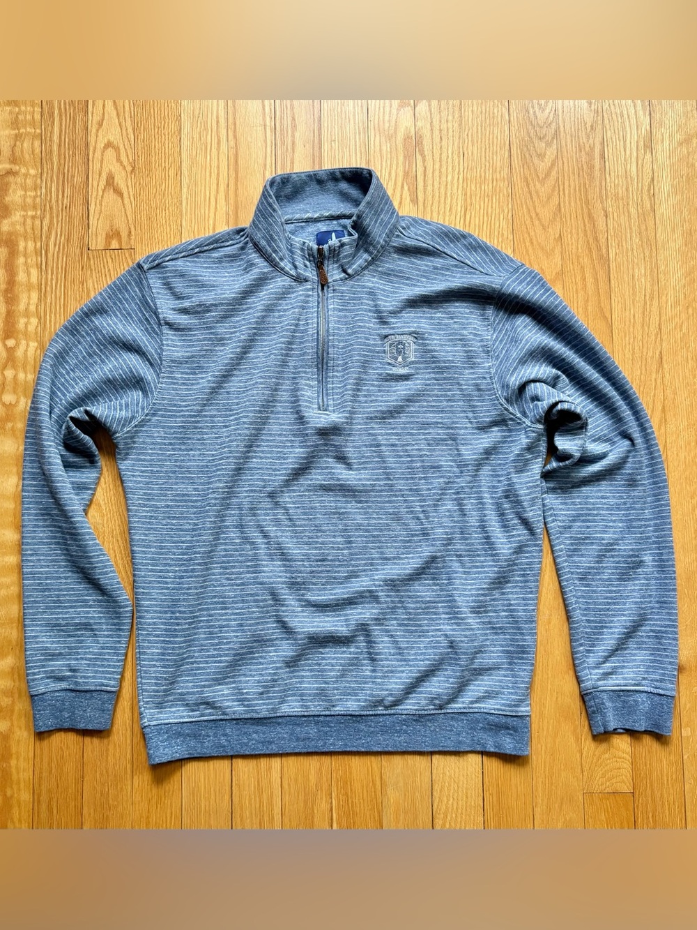 Johnnie-O Men’s Sully 1/4 Zip Up Pullover Medium Blue White Rich Harvest Farms